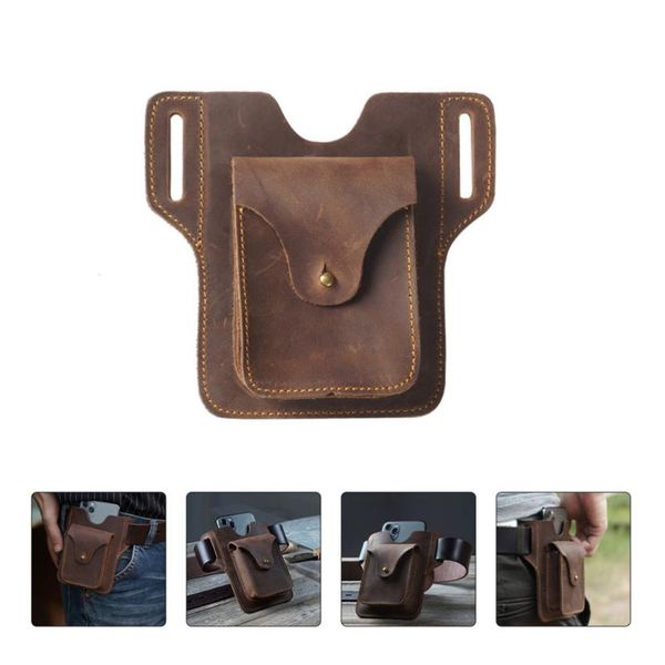 

1pc cell phone waist bag leather mobile storage outdoor bags