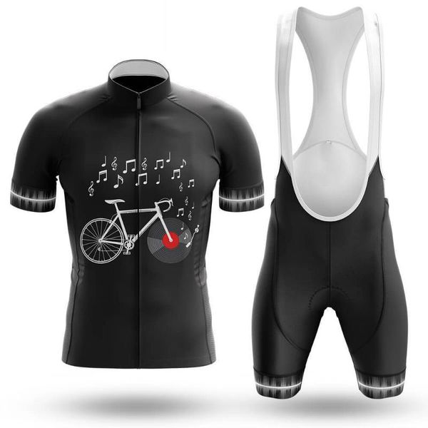 

racing sets music bike cycling jersey set sport team men clothing quick dry summer sleeve road ride shirt bib short gel pad, Black;blue