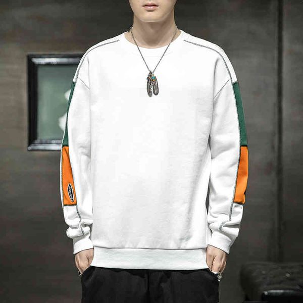 

2021 new autumn winter long sve t-shirt bottoming shirt round neck pullover men's sweater, White;black