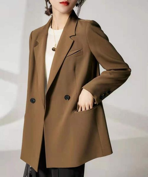 

women's suits & blazers 2021 fashion solid color suit jacket vintage single breasted long sleeve blazer female outerwear with pockets v, White;black