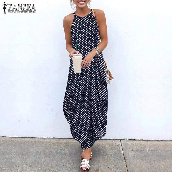 

casual dresses polka dot maxi dress 2021 bohemian women's summer printed sundress spaghetti strap vestidos female asymmetrica, Black;gray