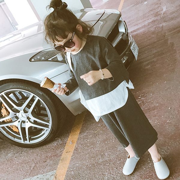 

girls suit korean casual + wide-leg pants 3pcs fashion 2022 spring autumn new comfortable baby kids children clothing sets, White