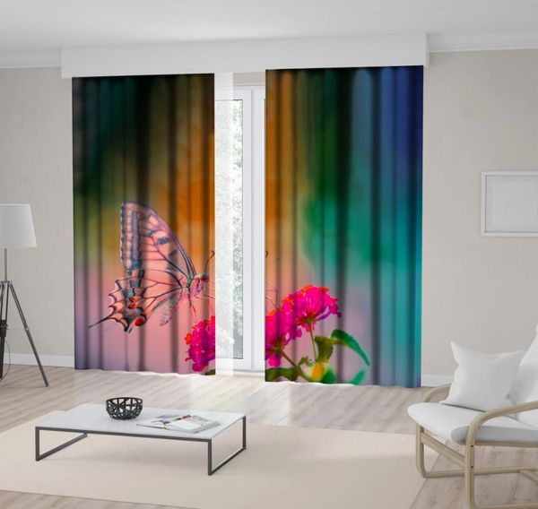 

curtain & drapes butterfly on flower relaxing nature meadow with sun rays summer wildlife colorful po blue yellow green fuchsia