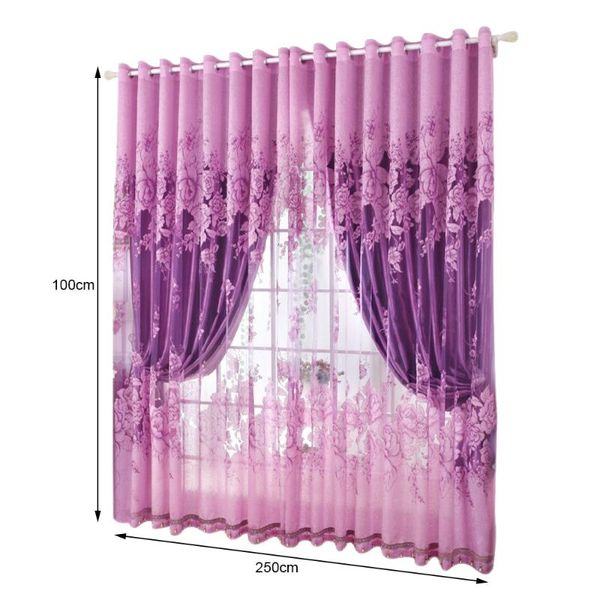 

curtain & drapes semi-blackout floral window curtains jacquard peony pattern grommet semi sheer for home bedroom living
