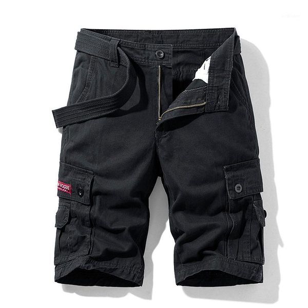 

men's shorts summer tactical short military cargo solid multi pocket casual fitness baggy work pants male 4 colors without belt, White;black