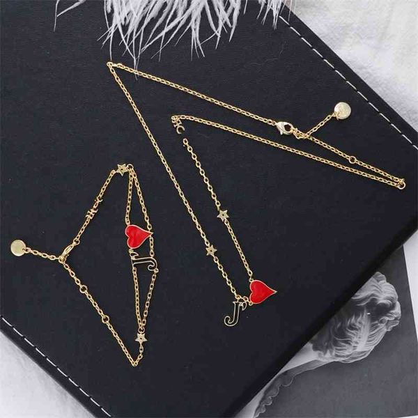 

2021 new designer display red little love necklace bracelet valentine's day exclusive small luxury day gift, Silver