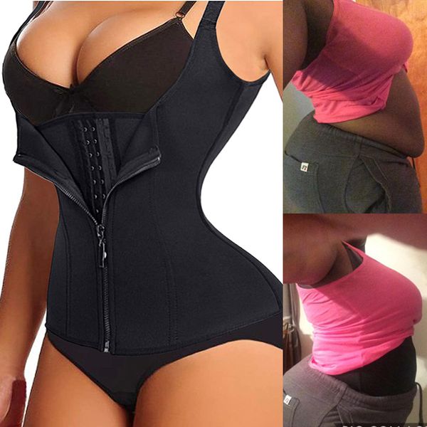 

women waist trainer corset zipper vest body shaper tummy control tank with adjustable straps slimming belt faja shapewear