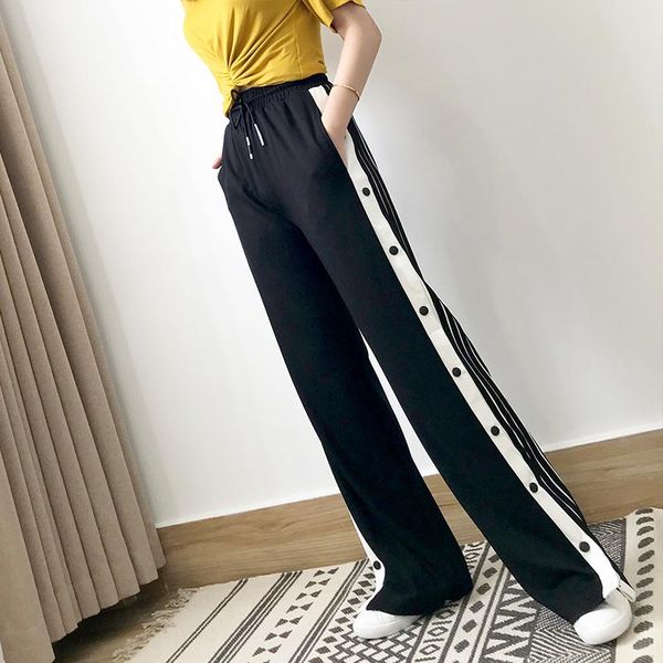 

women's pants & capris joggers sweatpants women wide leg korean style high waist summer trousers 2021 pantalon femme tek8307 pph602, Black;white