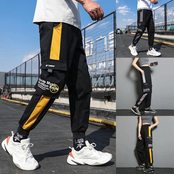 

men's pants cargo casual jogger men and women hiphop punk trousers couple pencil cool streetwear, Black