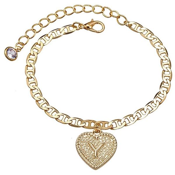 

bracelet 26 english letters heart-shaped bracelet gold beach anklet, Golden;silver