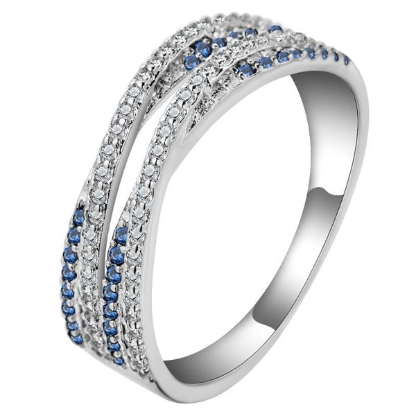 

wedding rings elegant cubic zirconis layer round design jewelry silver color bijoux and engagement bands finger ring for women, Slivery;golden