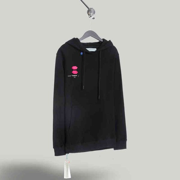 

off twill ecg style white graffiti tide men's and women's hoodie, Black