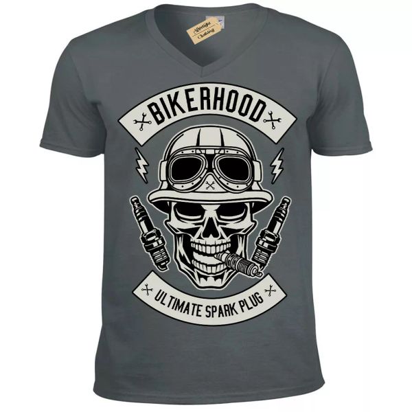 

bikerhood camiseta definitivo bujÃ­a hombre cuello en v, White;black
