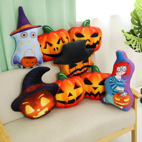 

halloween pumpkin decor pillow soft stuffed party holiday prop plush pillow ghost enchanter black hat plant pillow