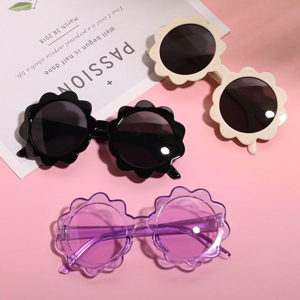 

children cute flower sunglasses kids round glasses baby fashion sun boys girls eyewear uv400 caps & hats, Yellow