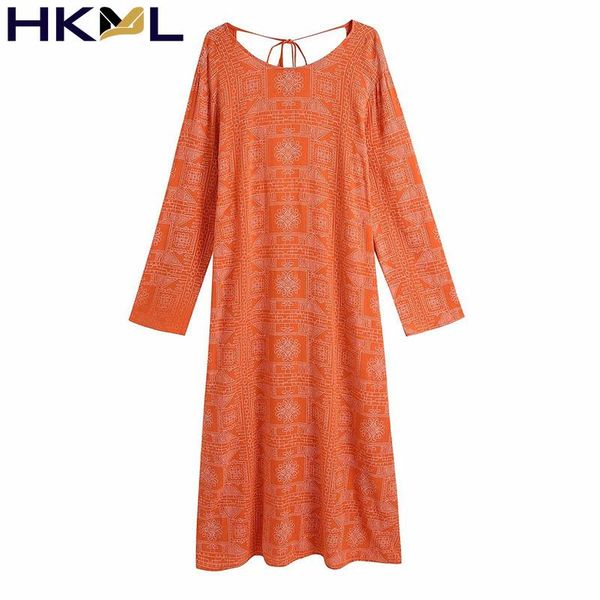 

casual dresses women summer 2021 long sleeve v-neck hollow lace on the back vintage print elegant street, Black;gray