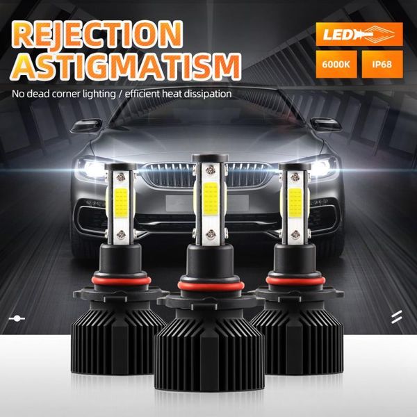

car headlights 2pcs leds 9005 5000lm combo 4-side led headlight bulbs auto fog light high low beam bulb 6000k white accessories lights