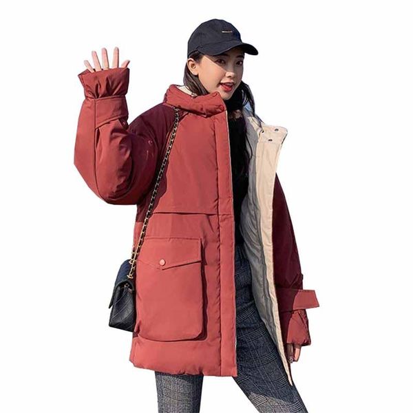 

women's trench coats winter parkas women large size loose cotton-padded jacket hooded students outerwear short down cotton jackets big, Tan;black