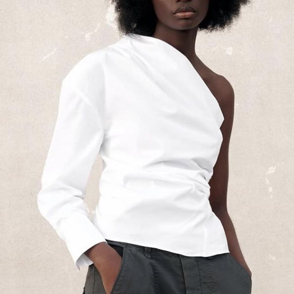 

za summer women symmetry blouse long sleeve solid female loose thin single breasted 210422, White