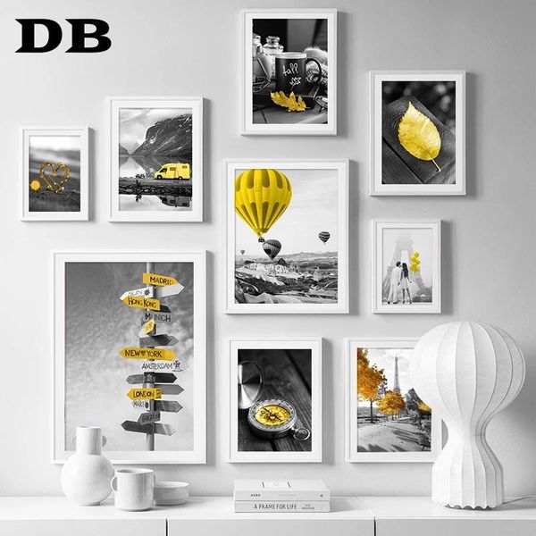 

paintings black and yellow landscape pictures nordic poster scenery wall art print canvas painting mural living room home decoration frame
