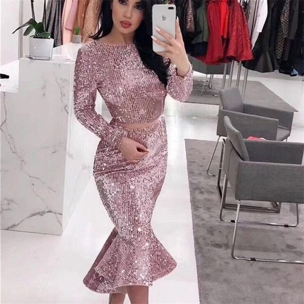 

casual dresses 2021 long sleeve glitter dress women bodycon gowns runway vintage mermaid party midi vestdios muje summer, Black;gray