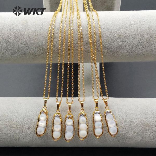 

wt-n992 wholesale fashion jewelry natural freshwater pearl necklace peanut shape with 24k gold electroplate pendant necklaces, Silver