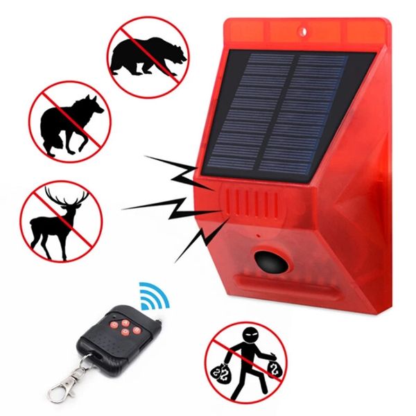 -N911C Solar Alarm Light IP65 Impermeabile Telecomando Anti-animali Flash Warning Security Sound