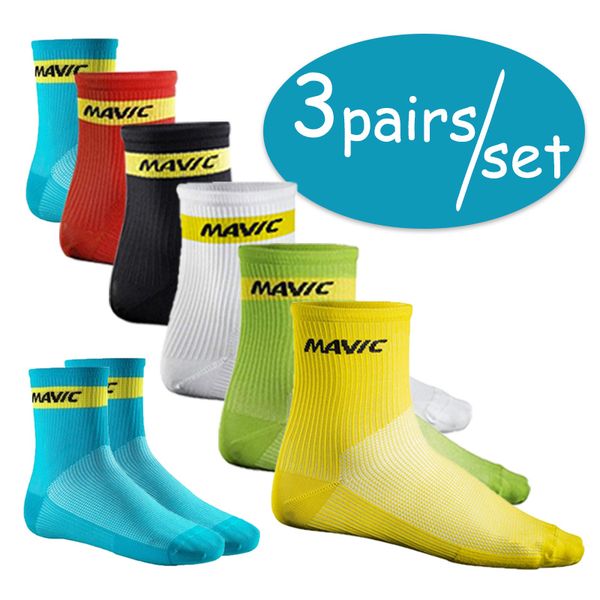 

cycling socks 3 pairs/set simple multicolor sports breathable deodorant men women bike socks calcetines ciclismo, Black