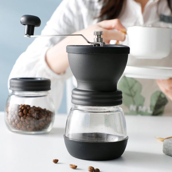 

manual coffee grinders hand-cranked machine, household grinder, bean sealed can.