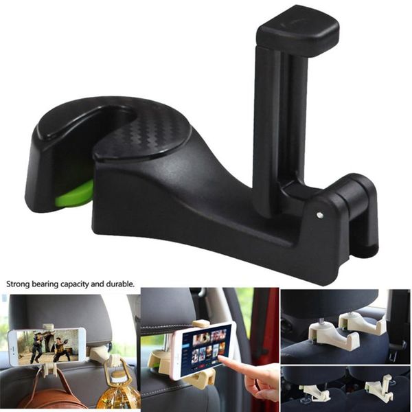 

car organizer 2in1 headrest hook with phone holder seat back hanger for bag handbag purse grocery cloth foldble clips accessorie