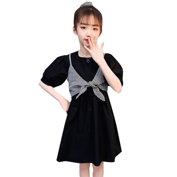 

girl dress plaid pattern es for summer kids casual style costume 6 8 10 12 14 210528, Red;yellow