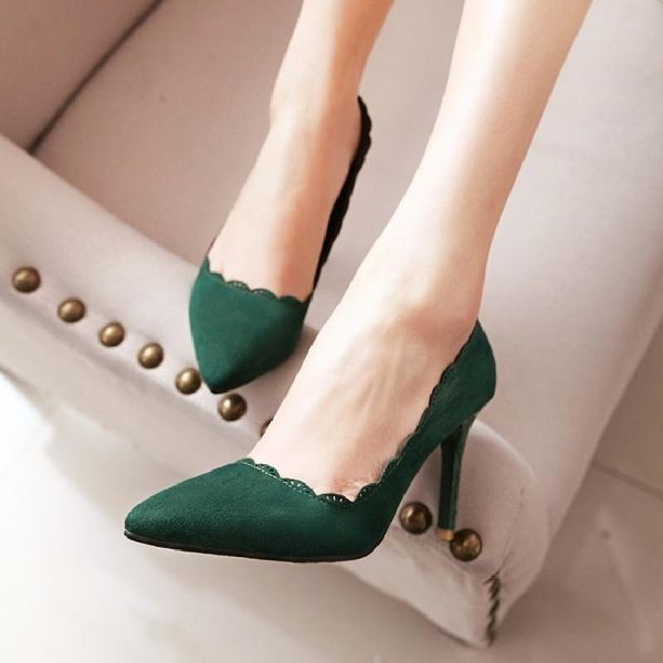 

dress shoes fashion slip-on high basic pumps for women thin heels spring autumm shallow ladies solid pointed toe single, Black