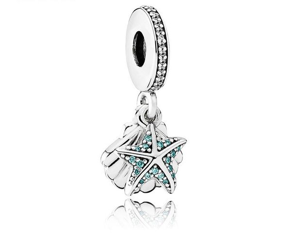 

fits pandora bracelets 20pcs silver starfish crystal enamel charm bead fit original pandora bracelets diy jewelry for women gift, Black