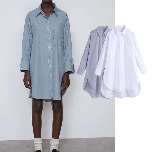 

rompers style 2-style shirt dresses long ladies loose collar spring dress, Black;white