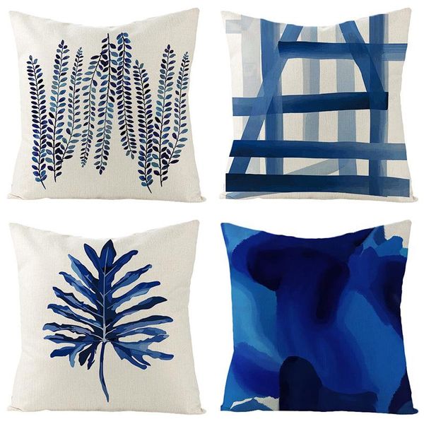 

pillow case amazon home blue geometrical linen cover sofa cushion cover45*45cm