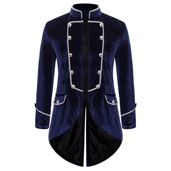 Mens Steampunk Nero Frac Giacca di Velluto Medievale Cappotto Gotico Giacca Da Uomo Pirata Vichingo Rinascimentale Smoking Formale Cappotti 2XL 210522