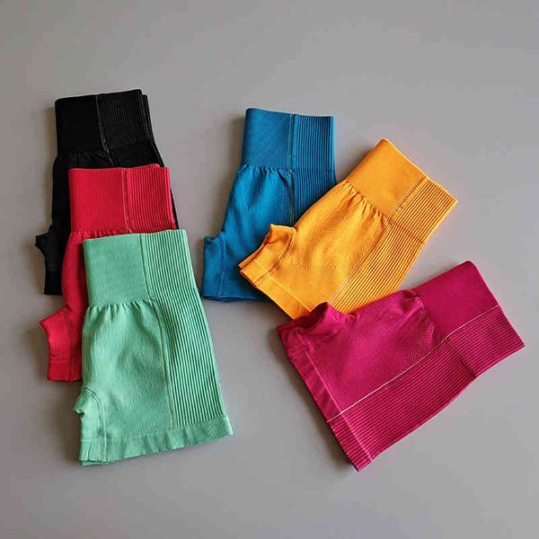 

seamless woman shorts yoga fitness short pants knit soft material workout outfit active colorful sports gym wear