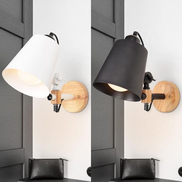 

wall lamp simple modern bedroom bedside and cafe restaurant retro wooden aisle white black lights lo71210