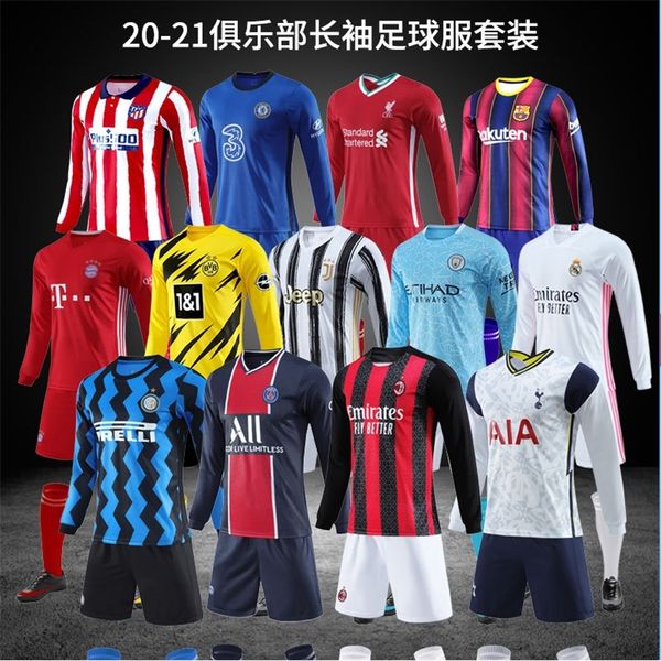 

long sleeved football suit men's autumn and winter football training suit children's messi jersey team uniform no, Gray
