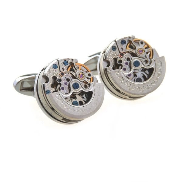 

unique copper cufflink jewelry, watch movement tourbillon cufflink, Silver