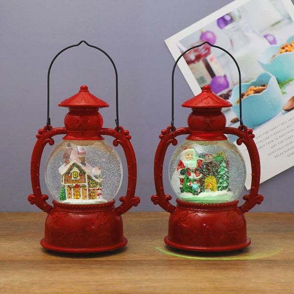 Decorazioni natalizie Luce notturna Luminose luci a sfera di cristallo colorate con maniglia di neve musicale Appeso Lanterna decorativa di Natale Parte regalo