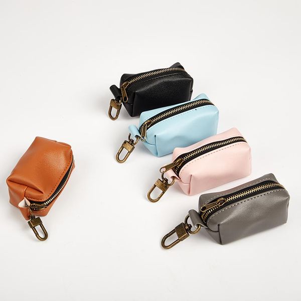 

storage bags travel outdoor protable dog poop bag dispenser pu leather pouch pet cat pick up holder waste wholesales