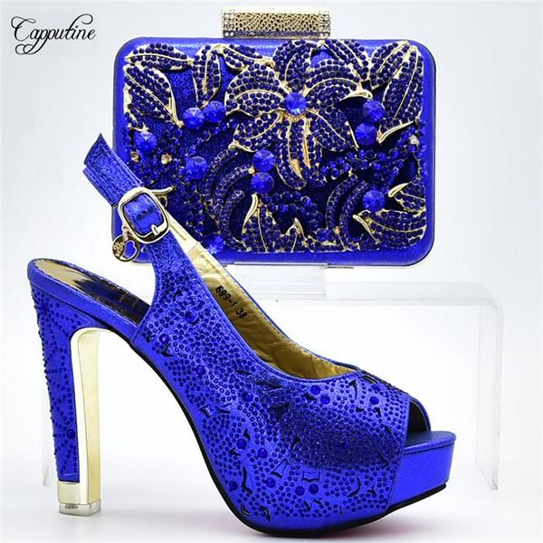 

dress shoes beautiful royal blue italian design high heel pumps and evening handbag set with shinning stones xy13, Black