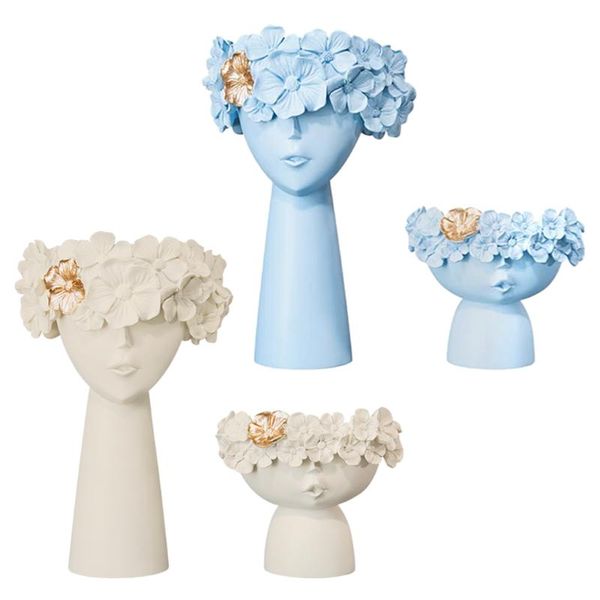 

vases 2x art resin human head flower vase planter container plants pot el decor