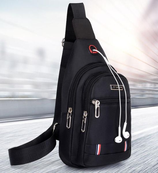 

2021 usb charging shoulder bag for men leisure waterproof diagonal bag version headphone jack bag
