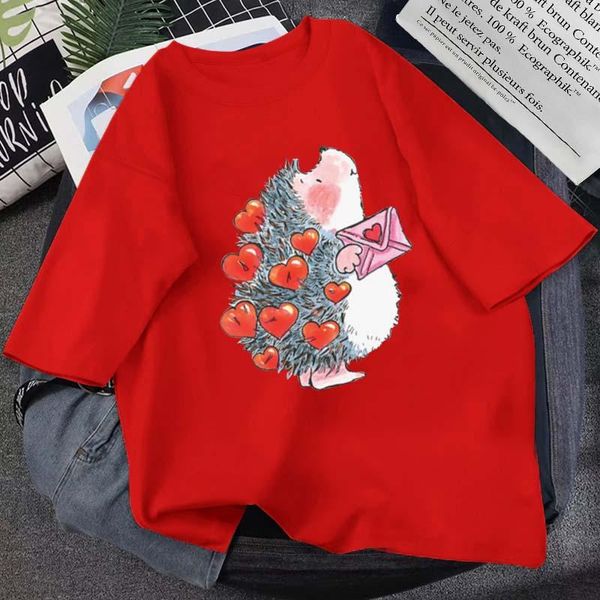 

men's t-shirts summer harajuku hedgehog love letter t-shirt fashion casual daily style short sleeve 14 color cotton round neck loose to, White;black