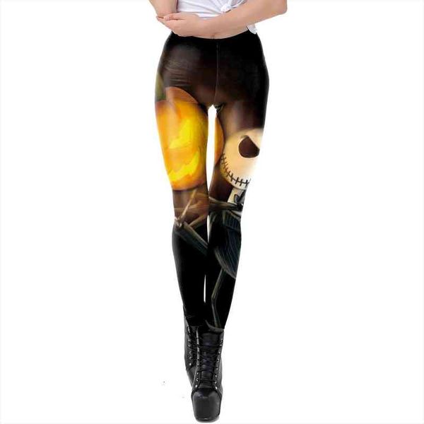 

skull print women leggings elastic seam pants plus size women clothing jeggings 3d printing halloween leggings for fitness, Black