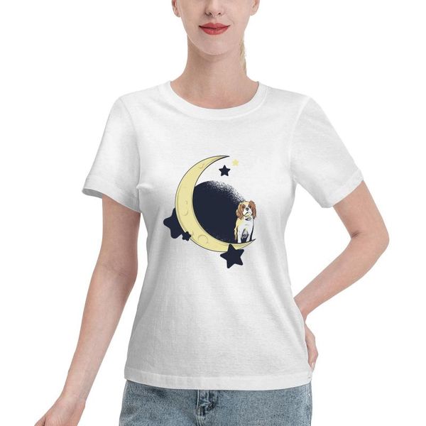

women's t-shirt dog on the moon t shirt 2021 women t-shirts casual harajuku printed tee summer female short sleeve for clothing, White