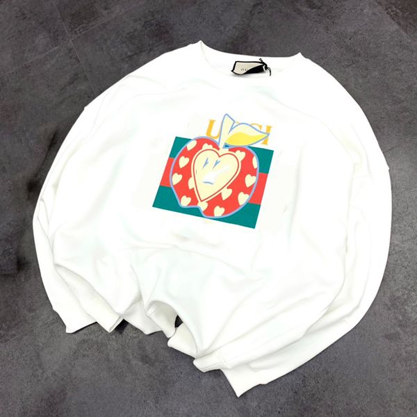 

2021 tanabata limited apple letter printing casual loose sweater women's rice white coat, Black