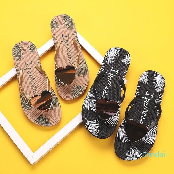 

slippers women flip-flops sandals slide love heart-shape bling non-slip summer holiday outdoor beach shoes female flat, Black